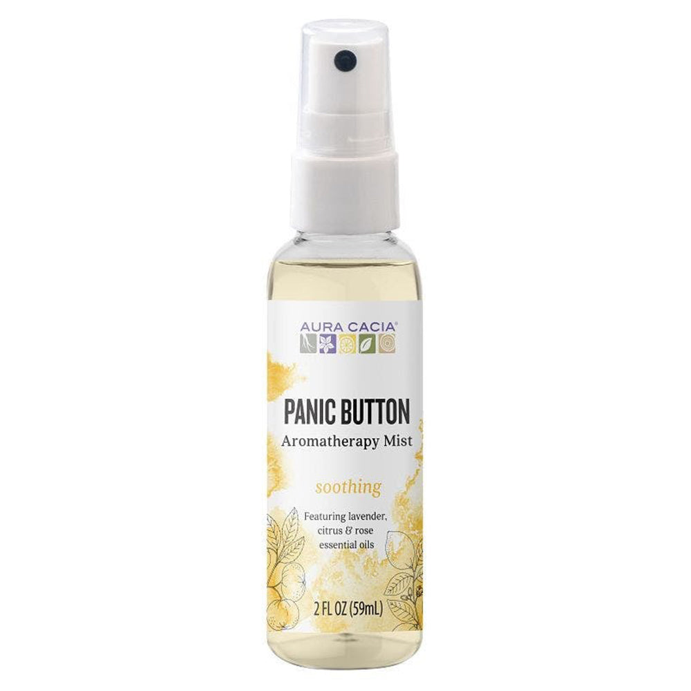 Aura Cacia Essential Solutions Mist Panic Button Calming and Grounding Aromatherapy Spray 2Oz (59ml)